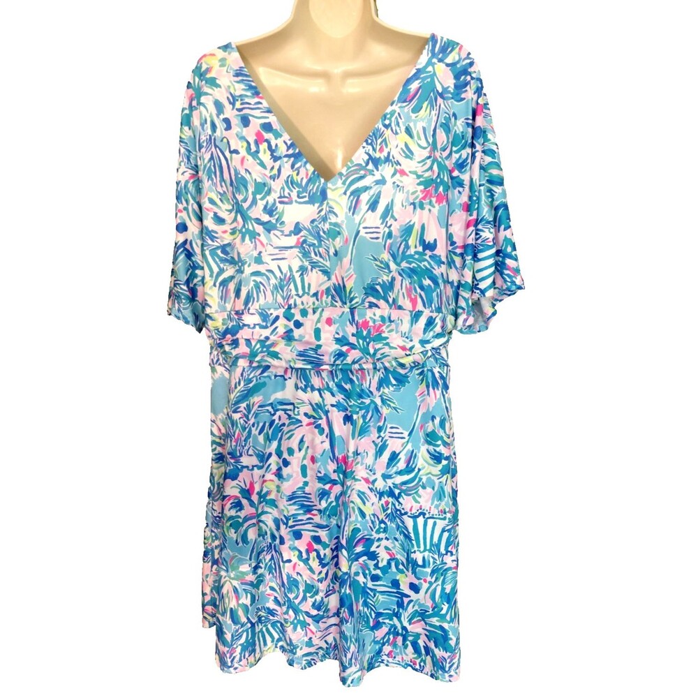 Lilly Pulitzer Parigi Romper Sz XL- XXL "Blue Ibiza Cabana Cocktail" No Tags - Picture 4 of 4